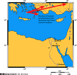 Prevailing winds at the time of Thera's Bronze Age eruption Prevailing winds at the time of Thera's Bronze Age eruption