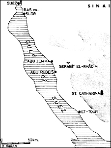 Map showing the location of Serabit el-Khadim Map showing the location of Serabit el-Khadim